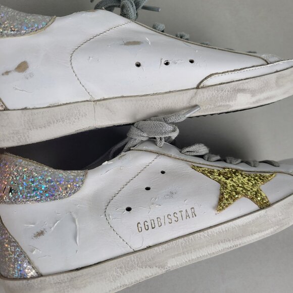 Golden Goose Size 37 US size 7 Superstar Sneakers White Silver Gold - Picture 9 of 15